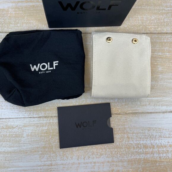 WOLF Maria Zip Jewelry Travel Cube Navy Leather w/ Original Box & Dust Bag - Picture 6 of 16